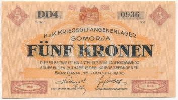 Somorja / hadifogolytábor 1916. január 15. 5K két nagybetű és egy szám sorozatjellel és arab sorszám...