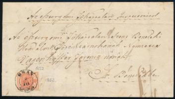 1852 3kr HP III. with strong colour on cover, "GRAN" - Szent Benedek, 1852 3kr HP III. szép élénk színű bélyeg levélen, "GRAN" - Szent Benedek