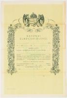 cca 1935 Katonai elbocsájtó levél obsit. Kitöltetlen, hajtott 32x45 cm