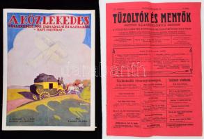 1931 Közlekedés, jogi, társadalmi és gazdasági folyóirat III. évf. 1. szám + 1908 Tűzoltók és Mentők Szakközlönye IV. évf. 4. szám. 16p. + egy vasúti fuvarlevél