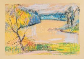 Kocsis (?) jelzéssel: Szamos folyó partja, 1971. Kréta, papír. 28x40 cm