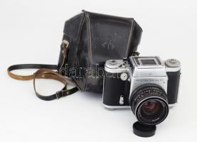 Pentacon Six TL fényképezőgép Carl Zeiss MC Biometar 2,8/80 objektívvel, bőr tokkal.