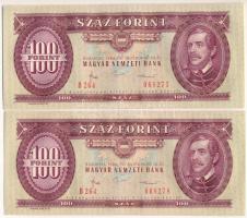1984. 100Ft (2x) sorszámkövetők, egyiken nyomdai papírráncok T:XF Adamo F35