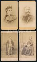 cca 1865-1870 Férfi és női portrék, 4 db vizitkártya Weinwurm és Fiai pesti műterméből, 10,5x6 cm