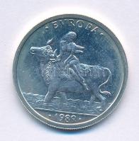 Spanyolország 1989M 1E Ag "Európé (Agénór leánya) elrablása" fantázia emlékkiadás kapszulában T:AU Spain 1989M 1 Ecu Ag "The Abduction of Europa" fantasy commemorative coin in capsule C:AU Krause X#M23