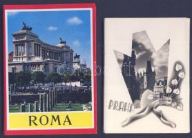 Prága 28 darabos modern képeslap-füzet + Róma 30 képes modern leporelló / Prague odern postcard booklet with 28 cards + Roma lepoello 30 pictures