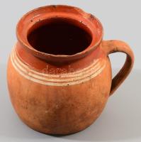 Köcsög. Részben mázas cserép XIX. sz. sérüléssel 10 cm