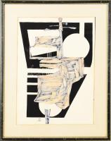 Olvashatatlan jelzéssel: Kompozíció. Nyomat, papír. Üvegezett fakeretben, 43×30 cm