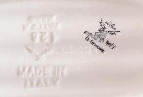 Spárgás tál. Mázas kerámia, kézzel festett, jelzett, hibátlan m: 29x17 cm