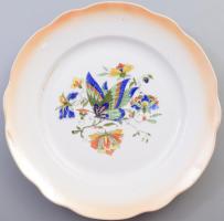 Zsolnay pillangós tányér. Matricás, jelzett, kopással 24 cm