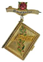 1960. "Budapest - Emlék" könyv formájú jelvény, benne leporellón budapesti nevezetességek fotói T:XF