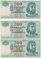 1998. 200Ft (3x) sorszámkövetők és egyugrású sorszámmal "FC 5172918 - FC 5172921" T:AU