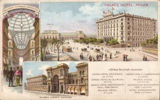 Milan Palace Hotel and Galleria Vittorio Emanuele litho