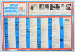 1986 Hova menjünk moziba? Plakát, papír. Hajtásnyomokkal. Apró lapszéli szakadásokkal. 70x100 cm