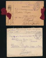 1918 Havas Pál zászlós, a cs. és kir. 10. huszárezred tagjának 2 db tábori posta levele, "K. u....