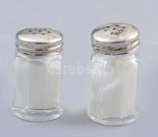 Ezüst (Ag) fedelű só- és borsszóró pár, jelzett, fedél nettó 3g