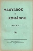 [Mangra, Vasile] M. V.:  Magyarok és románok. Nagyszeben, 1918. Görögkeleti Román Főegyházmegyei Könyvnyomda. 30 p. Egyetlen kiadás. A csak szerzői monogrammal jelölt politikai dolgozat szerzője Vasile Mangra (1850-1918) nagyváradi ortodox püspök, erdélyi metropolita. A román nemzeti érdekekért az 1890-es években keményen kiálló ortodox pap és politikai aktivista az első világháború idején már Tisza István és a Monarchia fennmaradásának híve, 1916-ban a magyar adminisztráció támogatásával nyerte el a nagyváradi püspöki címet. Az ezredéves magyar királyságot éltető, és a harmonikusabb magyar-román együttélést szorgalmazó rövid történelmi áttekintése 1917-1918-ban készült, abban az időszakban tehát, amikor Románia (1916. évi sikertelen katonai kísérlete után) osztrák-magyar-német megszállás alatt állt - a püspök a román államnak ezt a tettét dolgozatában politikai kalandorságnak minősítette és elítélte. Emlékezetes dokumentum egy ortodox erdélyi egyházi vezető nézeteinek változásairól. Könyvtári duplum. Fűzve, kiadói borítóban, jó példány.