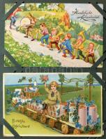 130 db üdvözlő és külföldi városképes lap régi albumban