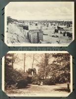 130 db üdvözlő és külföldi városképes lap régi albumban