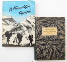 2 db könyv: Radványi Kálmán: Nyugat országain keresztül. Bp., 1923, Magyar Jövő, 270 p. Első kiadás. Átkötött félvászon-kötésben, kissé viseltes borítóval, néhány kissé foltos lappal. + Fritz Rudolph: A Himalája tigrisei. Harc a világ tetejéért. Ford.: Szombathy Viktor. Bp., 1962, Sport, 264+(3) p.+ 12 (fekete-fehér fotók) t. Kiadói félvászon-kötés, sérült kiadói papír védőborítóban.
