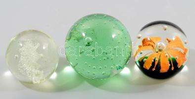 Murano 3 darab levélnehezék, klf belső színezéssel, m: 5,5-6,5 cm
