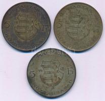 1947. 5Ft Ag "Kossuth" (3x) T:VF,F patina Adamo F8.1