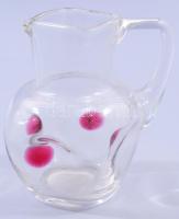 Kiöntő. Részben színezett hutaüveg, feltehetően Erdély, cca 1900, fülénél kis anyagrepedéssel, m: 11,5 cm