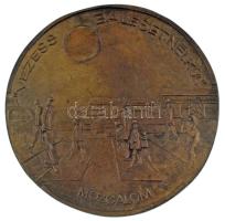 Rácz Edit (1936-) ~1970-1980. "Vezess Baleset Nélkül Mozgalom" bronz emlékérem, eredeti tokban (94mm) T:XF