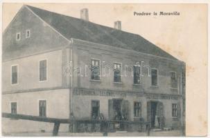 1914 Bácskossuthfalva, Kossuthfalva, Moravica, Ómoravica, Stara Moravica; Gostionica / Gasthaus zum Grünen Kranz / Vendéglő a Zöld Koszorúhoz / inn, restaurant (fl)