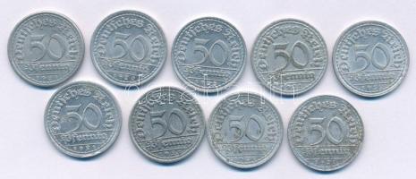 Német Birodalom / Weimari Köztársaság 1920E 50pf Al + 1921. 50pf Al "A + D + E + F + J" verdehely + 1922. 50pf Al "A + D + E" verdehely T:XF-VF Germany / Weimar Republic 1920E 50 Pfennig Al + 1921. 50 Pfennig Al "A + D + E + F + J" mints + 1922. 50 Pfennig Al "A + D + E" mints C:XF-VF Krause KM#27