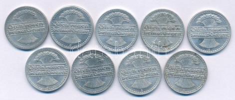 Német Birodalom / Weimari Köztársaság 1920E 50pf Al + 1921. 50pf Al "A + D + E + F + J" ve...