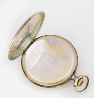 Omega ezüst (Ag) tokos zsebóra, működik, másodperc segédkörrel, bruttó 72g, d: 4,5 cm