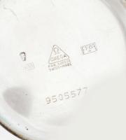 Omega ezüst (Ag) tokos zsebóra, működik, másodperc segédkörrel, bruttó 72g, d: 4,5 cm