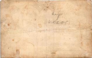 Komárom, Komárno; Téli kikötő alsó része, 'KÉKES' oldalkerekes vontató gőzhajó / winter po...