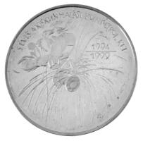 Fritz Mihály (1947- ) 1999. "125 éves a kiskunhalasi Thorma János Múzeum 1874-1999 / 5 éves a kiskunhalasi Kunpetrol Kft. 1994-1999" peremen jelzett Ag emlékérem, dísztokban (33,7g/0.925) T:AU (PP) patina