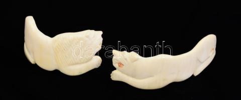 Faragott csont oroszlán hím és nőstény hajtűző, h: 6,5-9 cm