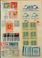 Levélzárók, adománybélyegek, okmánybélyegek, kevés postabélyeg, érdekes anyag, 8 lapos közepes berak...