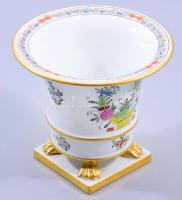 Herendi indai kosár fantázia mintás urnaváza. Kézzel festett, jelzett, hibátlan 13 cm