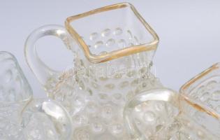 4 darab bütykös kancsó. Zempléni huták, 19. sz. időszakai, közte kopott aranyozással, m: 13 cm alatt...