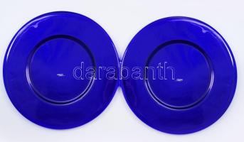 Dibbern Collection királykéken színezett asztalközép kínáló pár, címkével jelzett, hibátlan, d: 33 cm