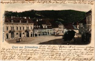 Segesvár, Schässburg, Sighisoara; utcakép, Nagy üzlete. Fritz Teutsch kiadása / street view, shop (Rb)