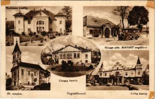 1940 Bercel, Nógrádbercel; Teichmann kastély, Kállay kastély, Csengey kastély, Székesy kastély, autóbusz, Hangya szövetkezet üzlete és saját kiadása (ragasztónyomok / glue marks)