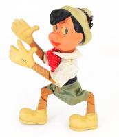 Pinoccio figura, fa és papírmasé, kis sérüléssel, m: 36 cm