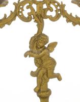 Puttós kétágú gyertyatartó, festett bronz, m: 40 cm