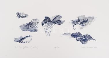 Kádár Katalin (1951-): Hat kis felhő, 2001. Szitanyomat, papír, jelzett, számozott (20/20), 9,5×26,5 cm