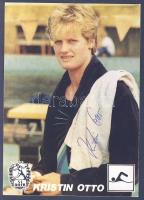 Kristin Otto hatszoros olimpiai bajnok úszónő dedikált kártya / German olympic champion swimmer card with autograph 10x15 cm