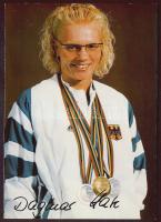 Dagmar Hase olimpiai bajnok német úszónő dedikált kártya / German olympic champion swimmer card with autograph 10x15 cm