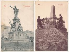 Arad - 2 db RÉGI képeslap: Vértanú szobor, vesztőhely / 2 pre-1945 postcards: statue, place of execution