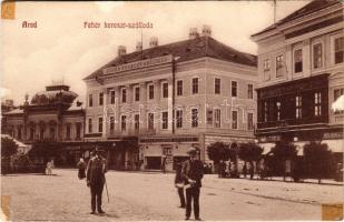 Arad, Fehér Kereszt Szálloda, Braun Gusztáv, ifj. Klein Mór üzlete és saját kiadása / hotel, shops (felületi kopás / worn surface)