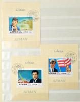 Postatiszta modern magyar sorok és bélyegzett külföldi motívum bélyegek és blokkok 8 lapos Abria berakóban kék borítóval